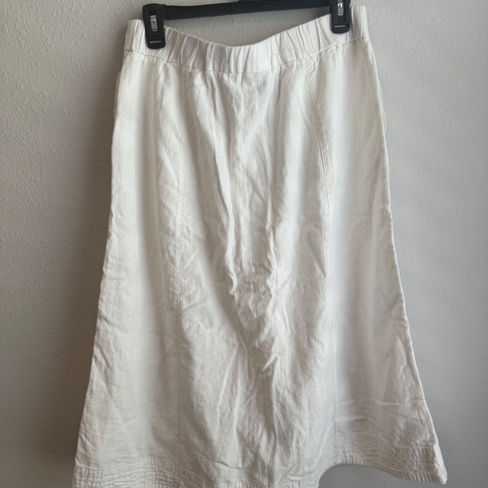 Universal Thread Button Front Skirt Womens Medium White Linen Midi - Picture 5 of 10